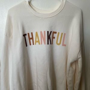 Large Women’s Thankful Graphic Sweatshirt in Ivory